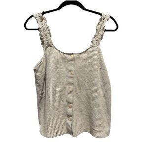 a.n.a Cream Textured Button-Front Ruffle Strap Camisole